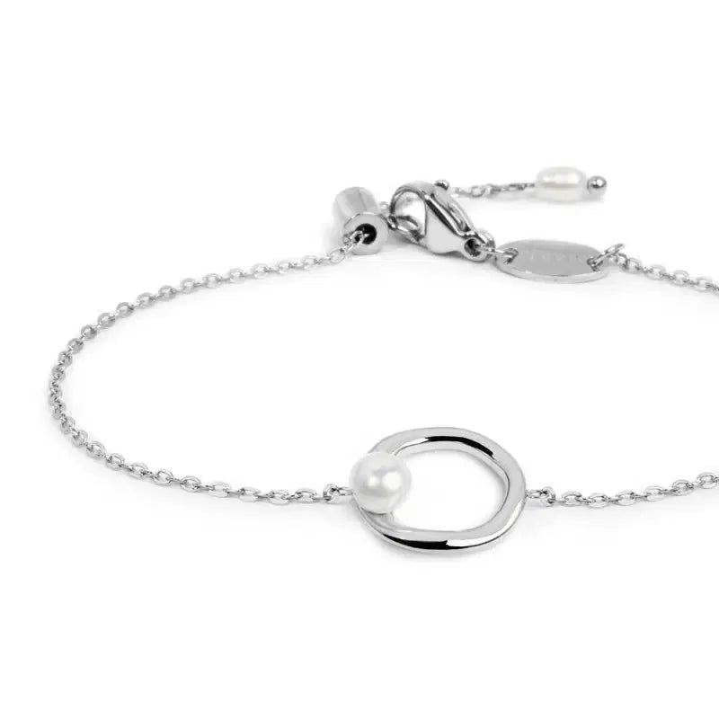 Bracciale catena con centrale a forma organica con perla Marlù