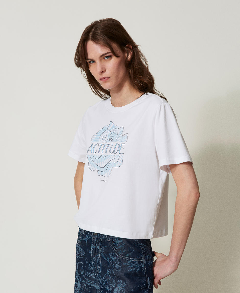 T-shirt con stampa e ricamo Twinset