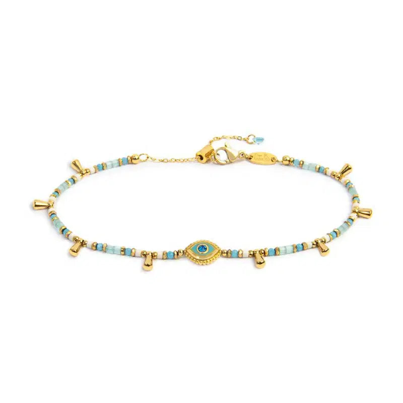 Bracciale elementi di ematite sfacetttata con occhio centrale Marlù