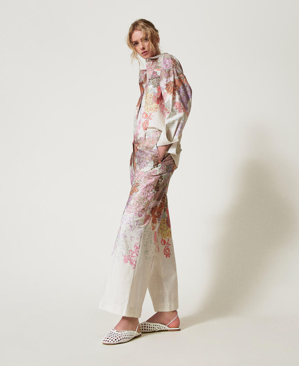 Pantaloni cropped a fiori twinset