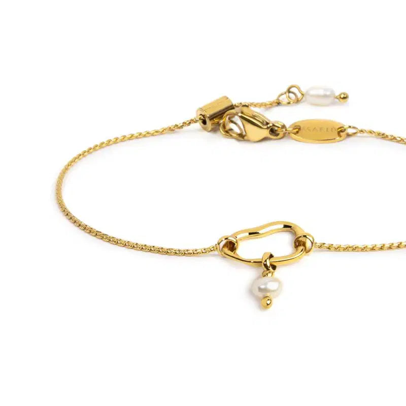 Bracciale catena con centrale a forma organica con perla Marlù