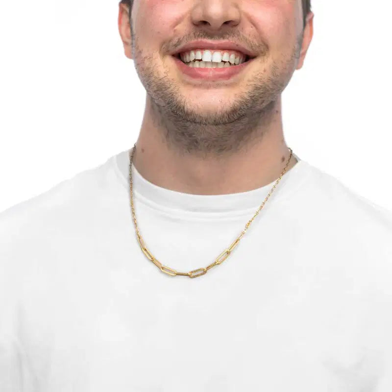 Collana catena lip cable e centrale a catena cable con texture Marlù