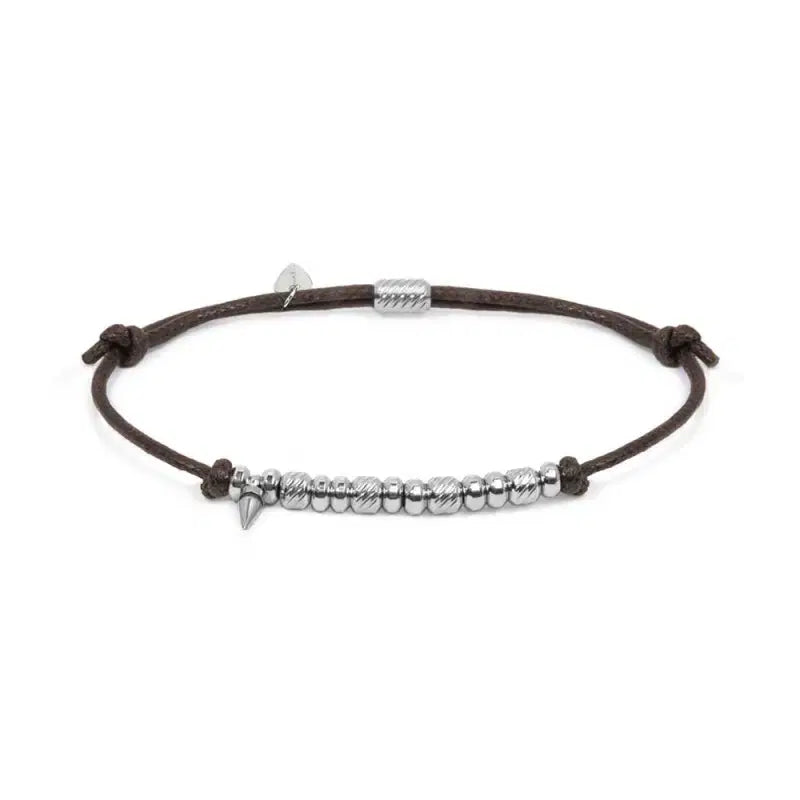 Bracciale cordino cerato elementi in acciaio e mini spike Marlù