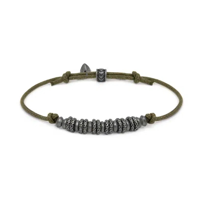 Bracciale cordino cerato rondelle in acciaio Marlù