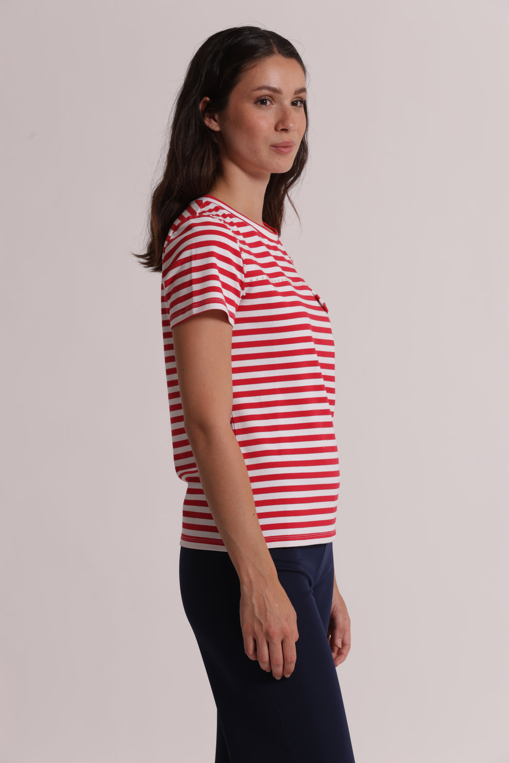 T-SHIRT A RIGHE CON BORCHIE MIMI-MUA