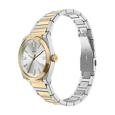 Orologio Everett 27 mm a tre sfere con bracciale in acciaio bicolore Fossil