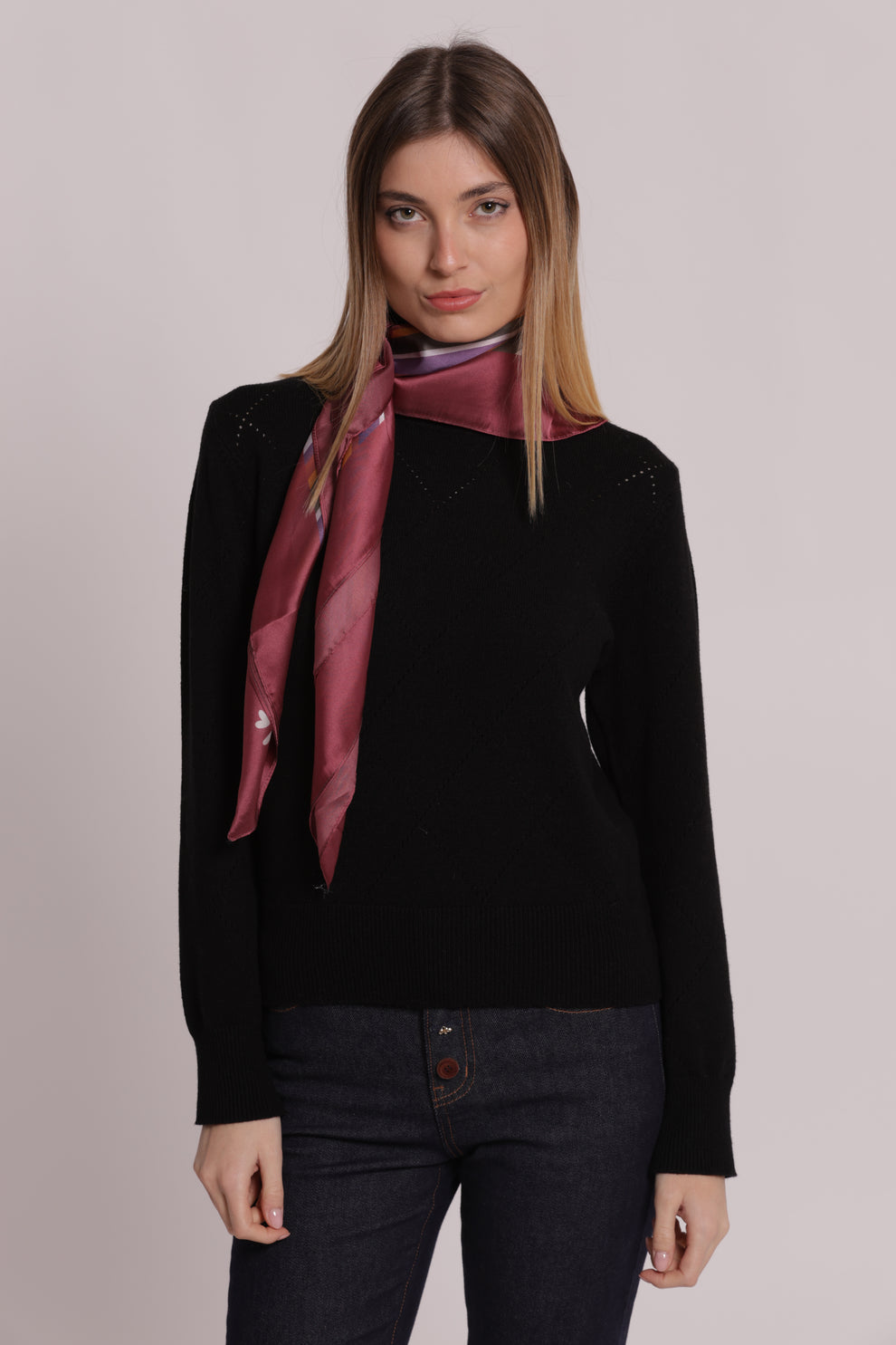 FOULARD CON RIGHE DIAGONALI (90X90 cm) MIMI-MUA