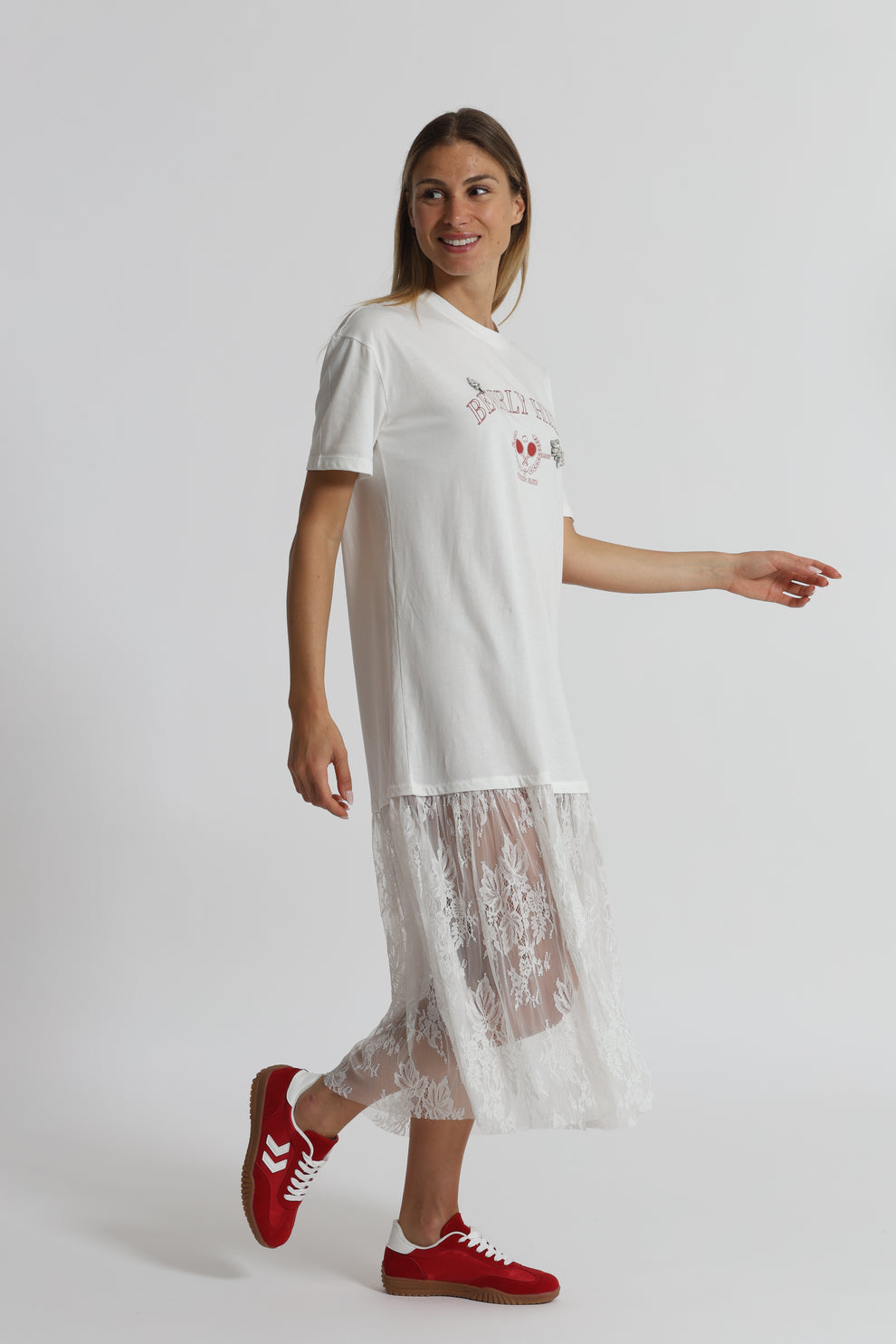 ABITO MEZZE MANICHE "BEVERLY HILLS" CON INSERTI IN PIZZO MIMI-MUA
