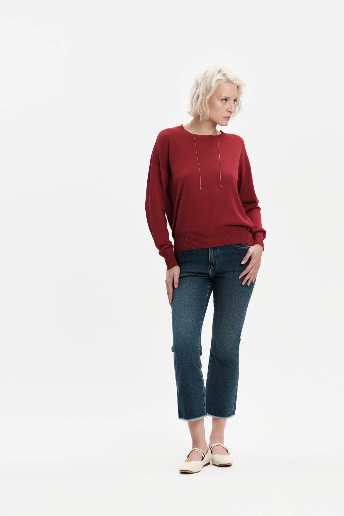 MARZIA – BOOTCUT DENIM CON FRANGE WHITE WISE