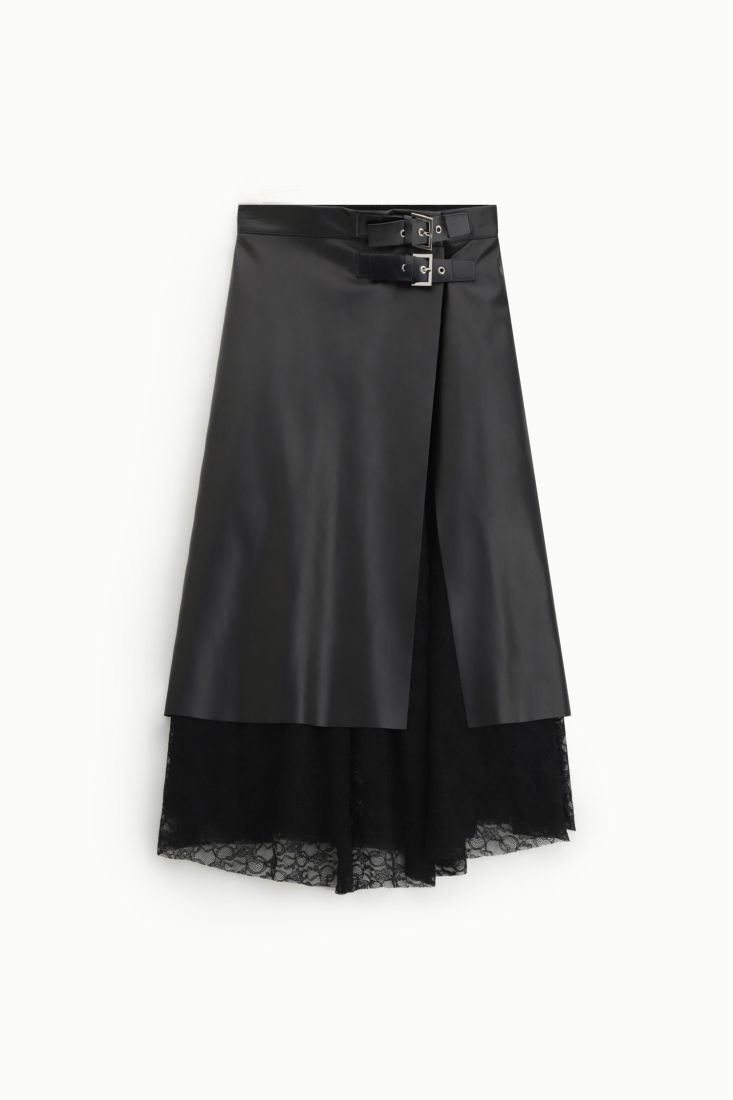 Gonna lunga con doppia fibbia e inserto pizzo Dixie
