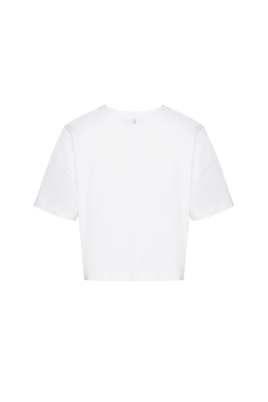 T-shirt in cotone con cristalli e logo Twinset Actitude Twinset