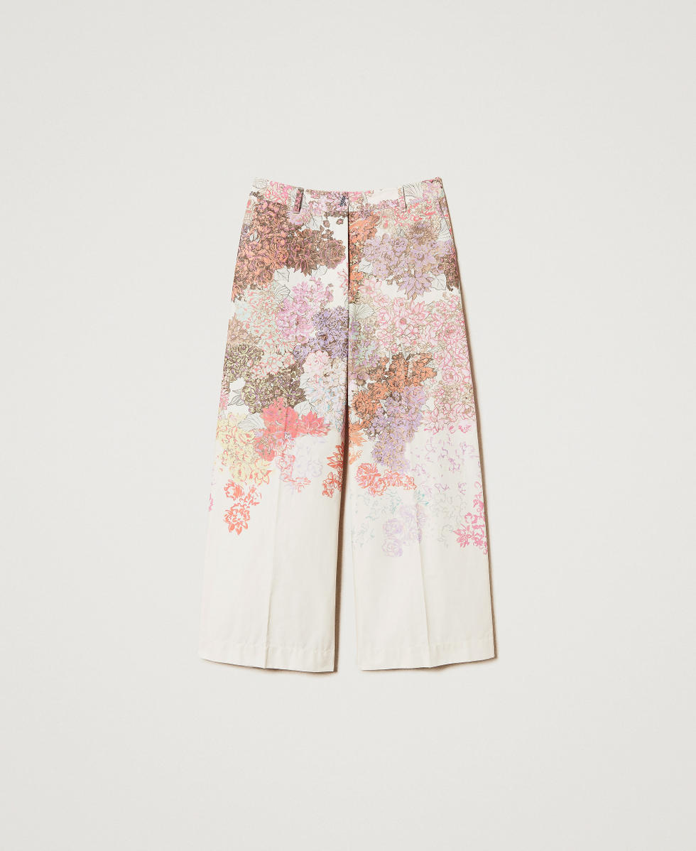 Pantaloni cropped a fiori twinset