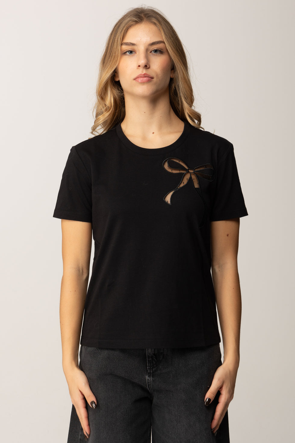 T-shirt In Cotone con Ricamo Twinset