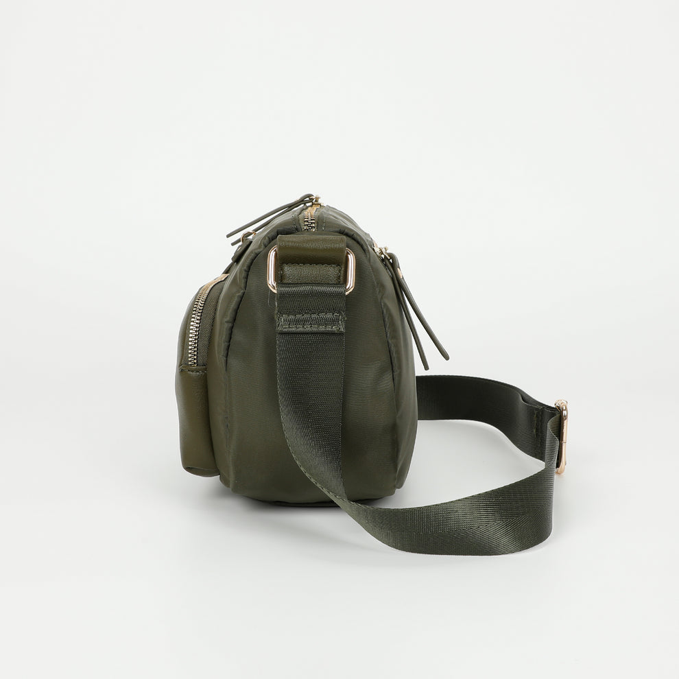 BORSA A TRACOLLA IN NYLON CON DETTAGLI IN PU MIMI-MUA