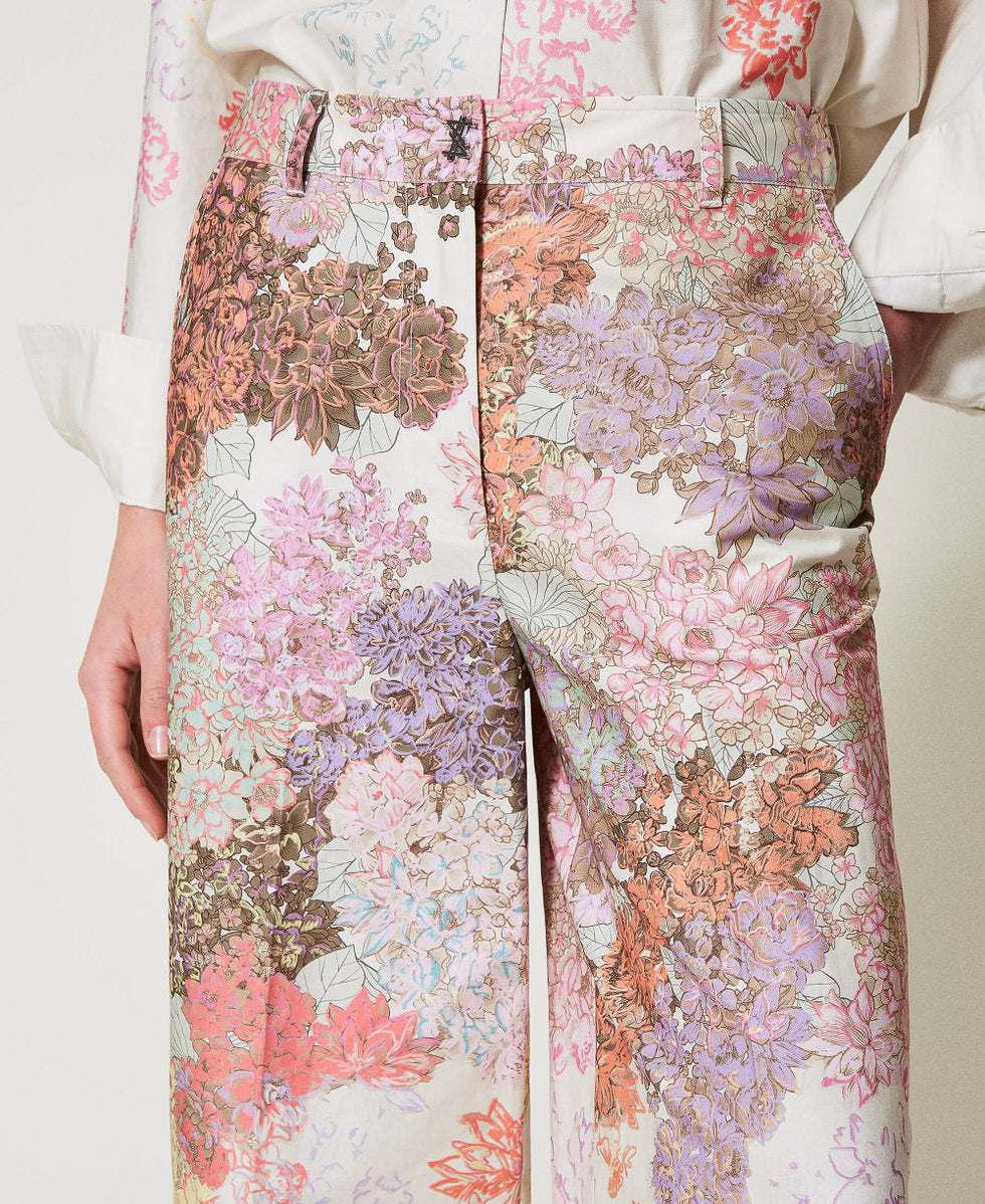 Pantaloni cropped a fiori twinset
