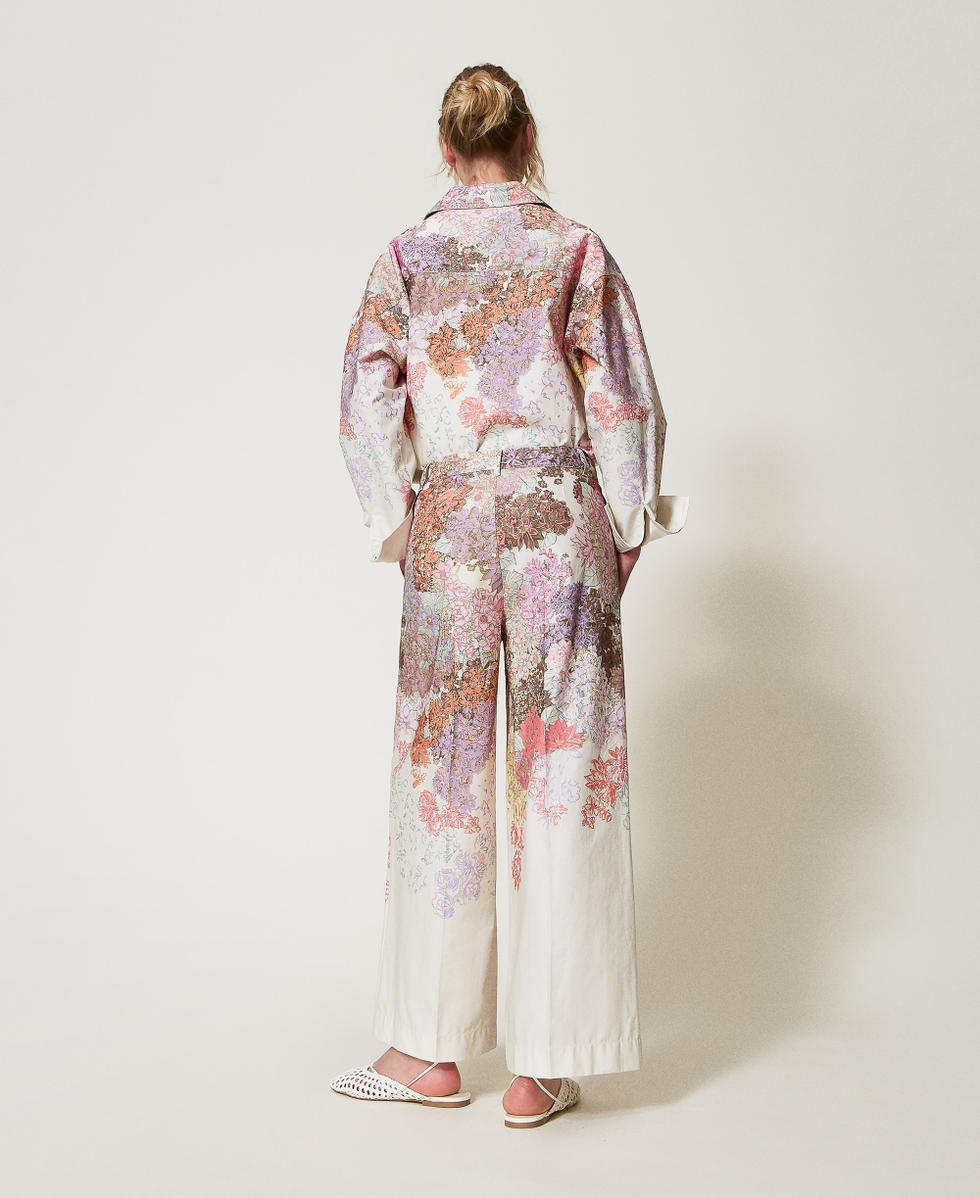 Pantaloni cropped a fiori twinset