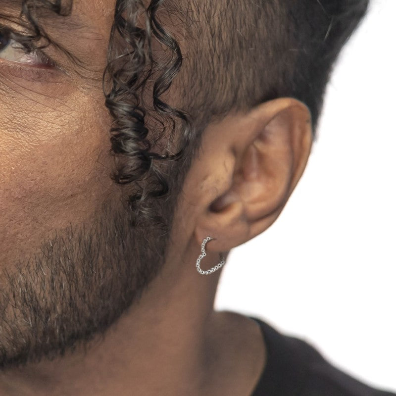 Orecchino cuore 1,8 cm trama con sfere Marlù