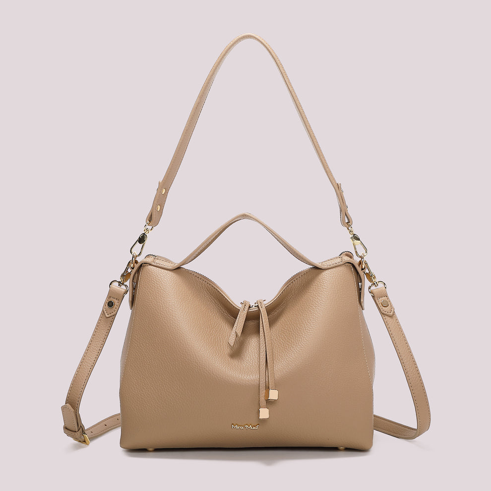 BORSA A SPALLA CON TIRA ZIP CON DETTAGLIO QUADRATO MIMI-MUA