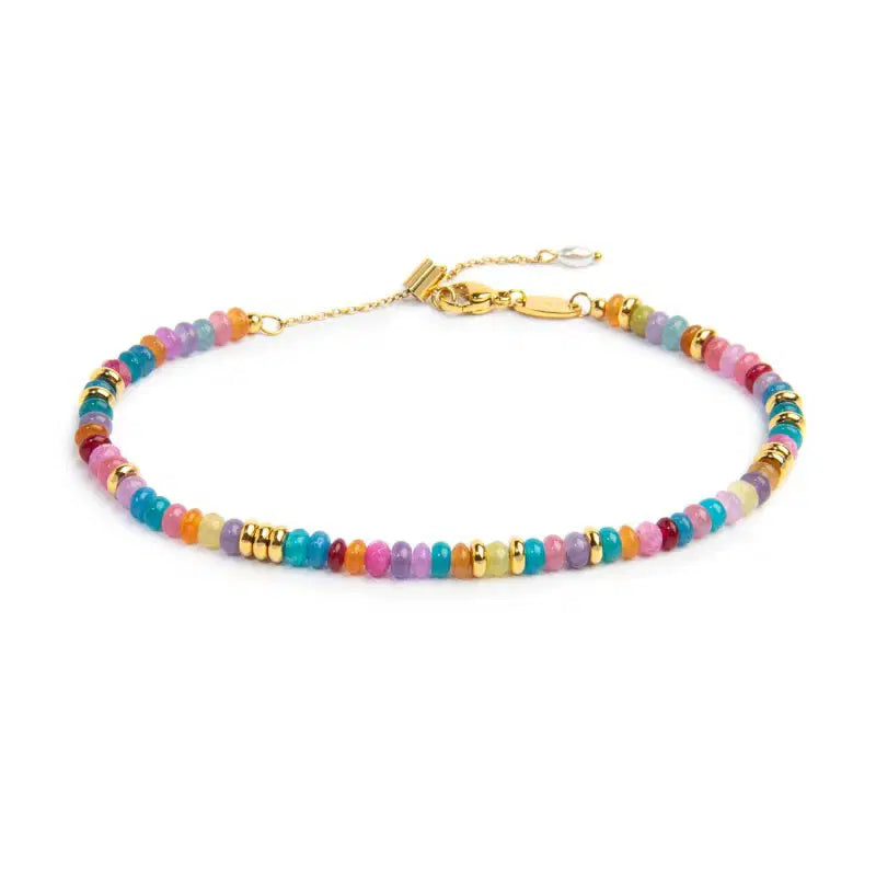 Cavigliera con perle a ciambella in plastica colorate Marlú