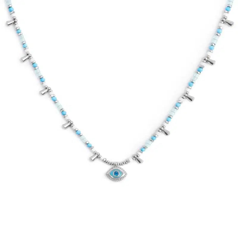 Collana con occhio pendente ed elementi di ematite sfacetttata Marlù