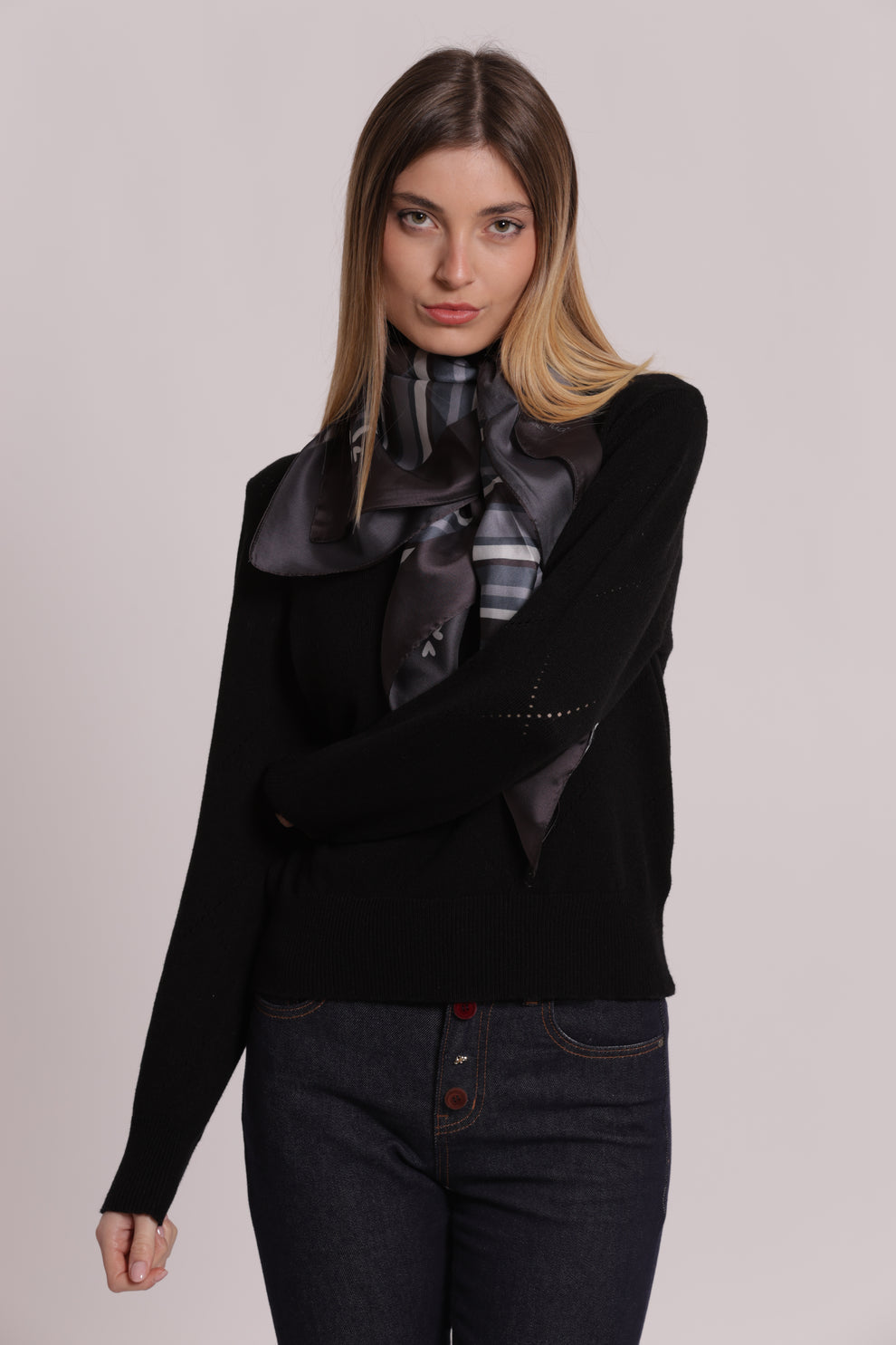 FOULARD CON RIGHE DIAGONALI (90X90 cm) MIMI-MUA