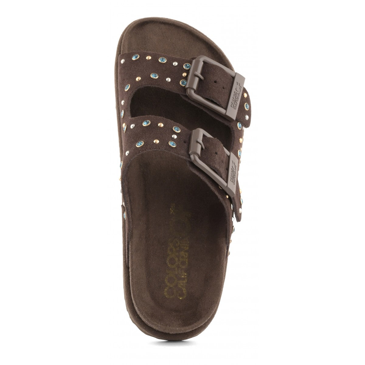 SLOFIW
Sandalo in pelle scamosciata e strass Colors of California