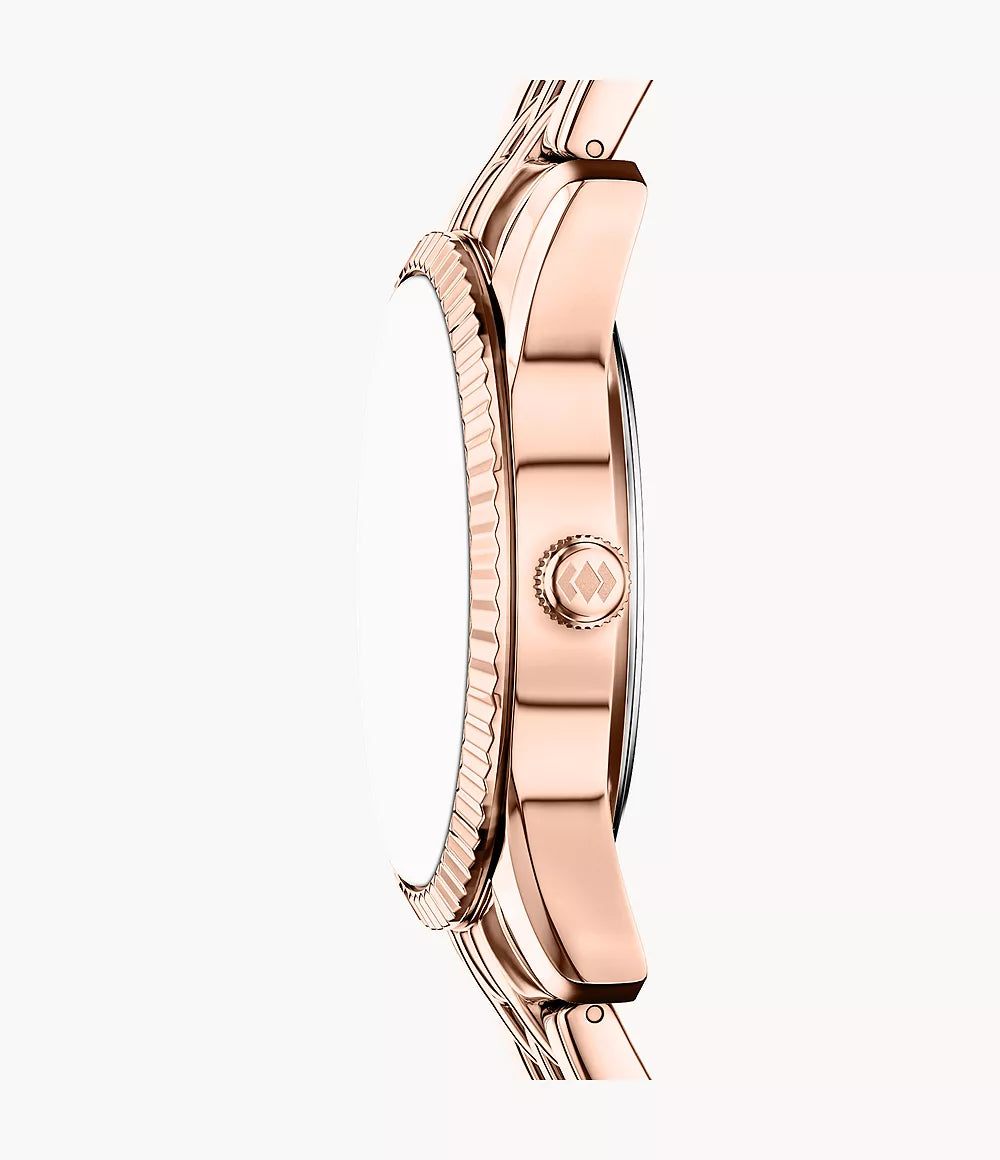 Orologio Scarlette 34 mm a tre sfere con data e giorno e bracciale in acciaio Fossil