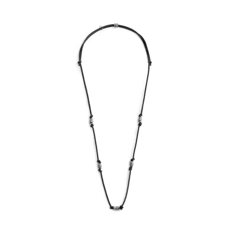 Collana cordino cerato gruppi di rondelle in acciaio Marlù