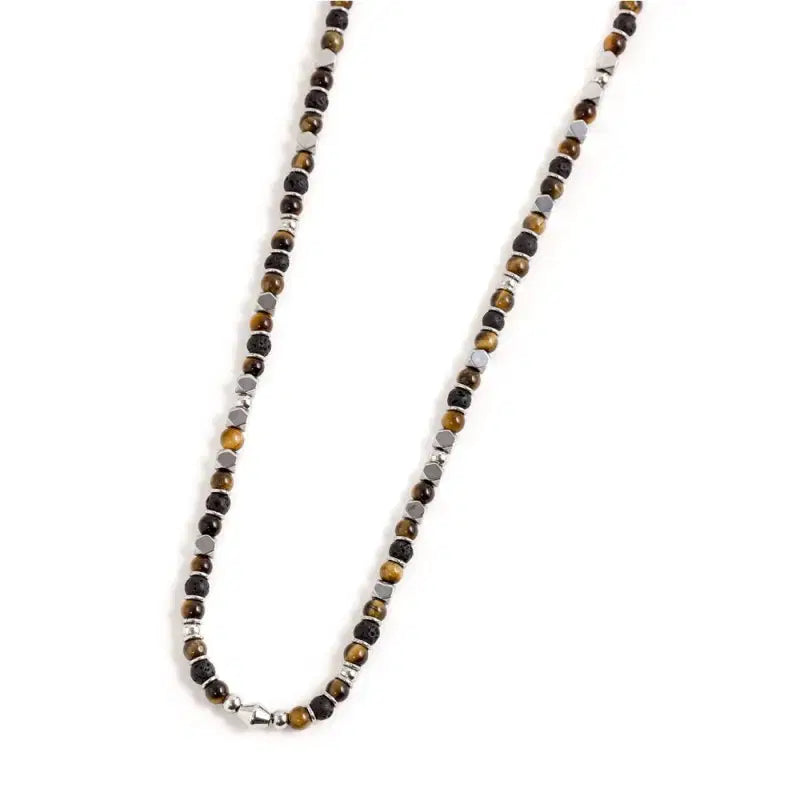 Collana occhio di tigre e pietra lavica Marlù