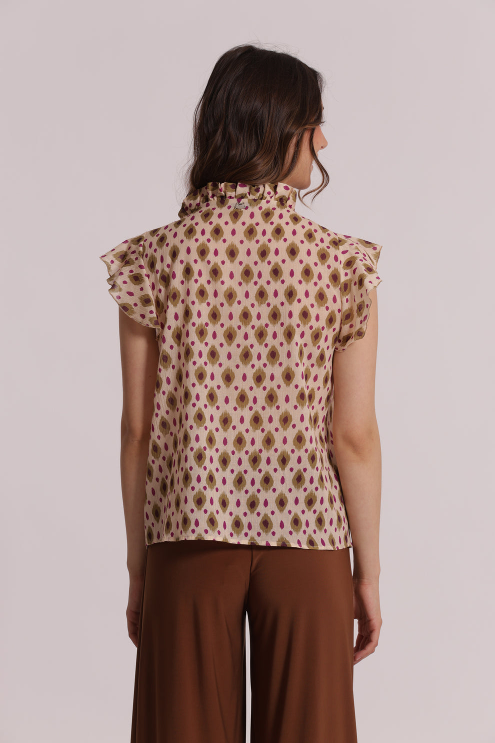 BLUSA A MANICHE CORTE FANTASIA ROMBI MIMI-MUA