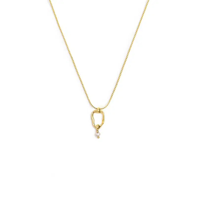 Collana catena serpentine con centrale a forma organica con perla Marlù