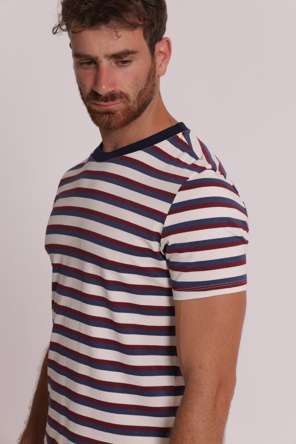 T-SHIRT GIROCOLLO CON RIGHE 7x8