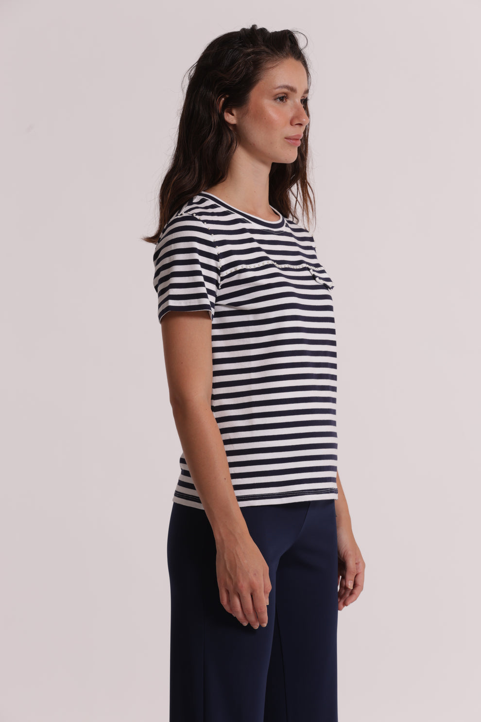 T-SHIRT A RIGHE CON BORCHIE MIMI-MUA