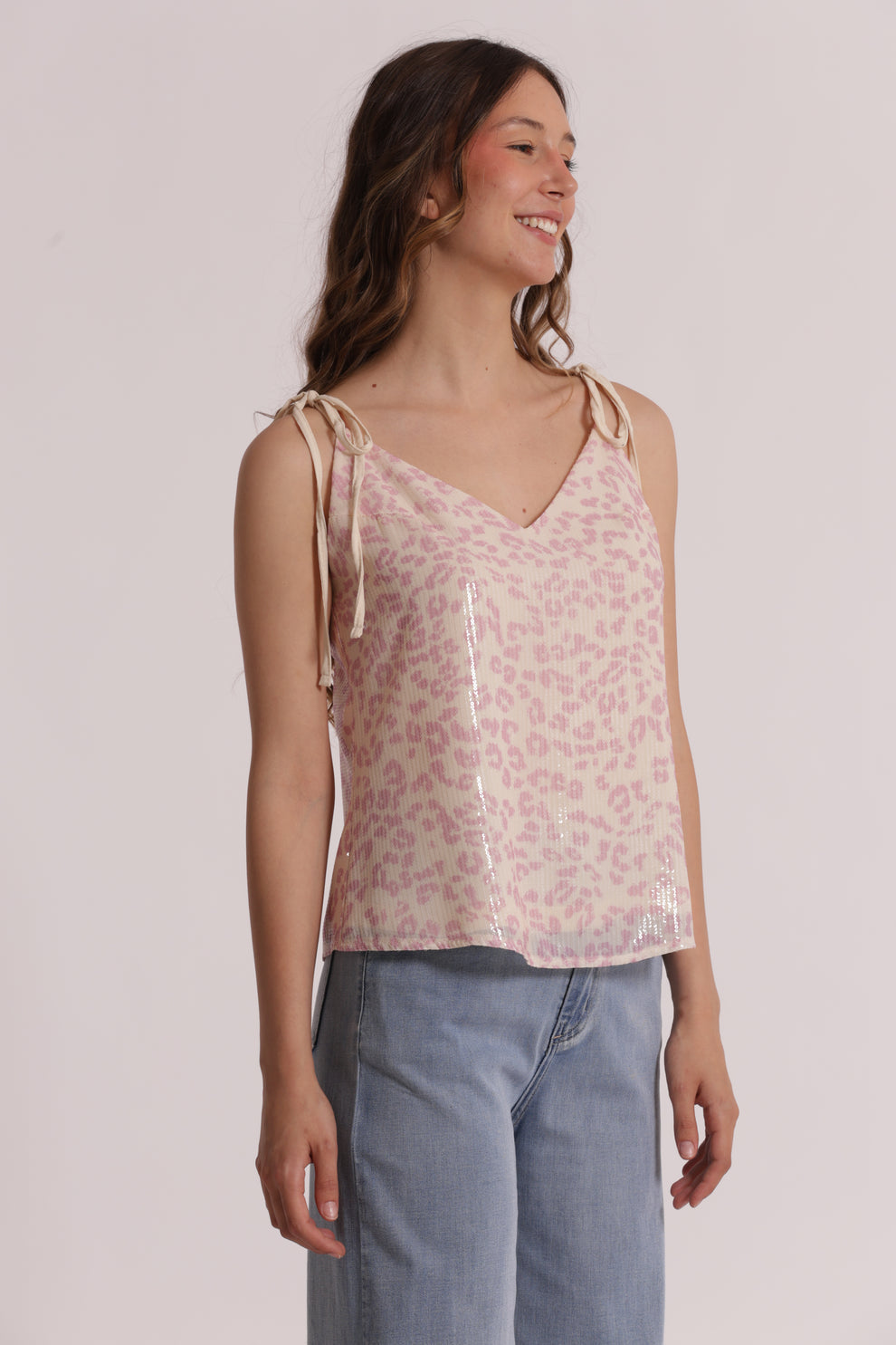 TOP CON PAILLETTES IN FANTASIA ANIMALIER MIMI-MUA