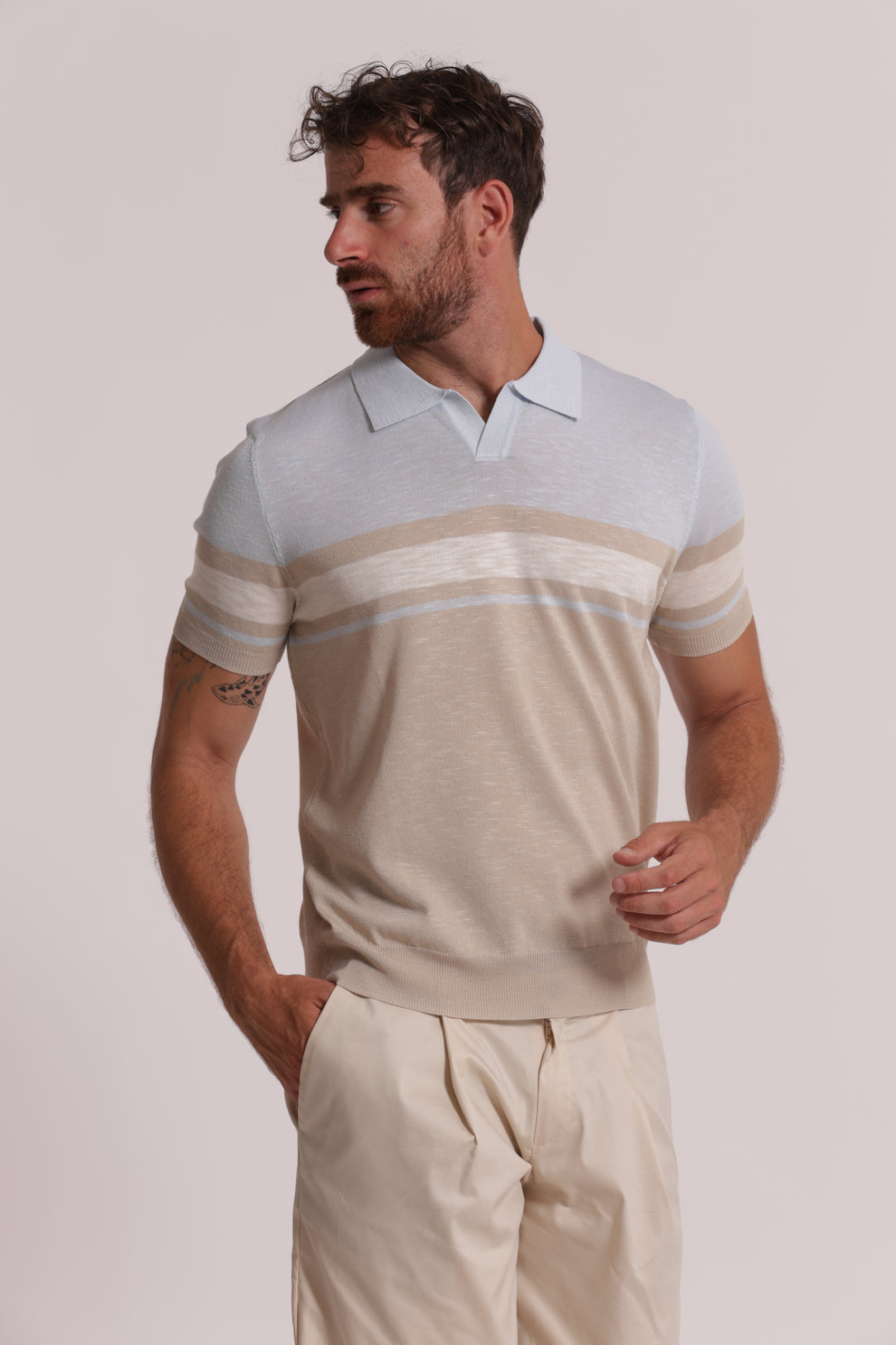POLO IN MAGLIA LEGGERA RIGATA 7x8
