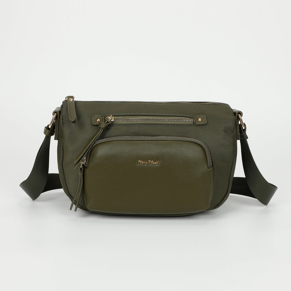 BORSA A TRACOLLA IN NYLON CON DETTAGLI IN PU MIMI-MUA