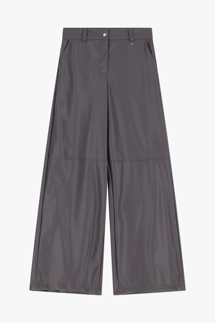 Pantaloni ampi vita alta effetto pelle Dixie