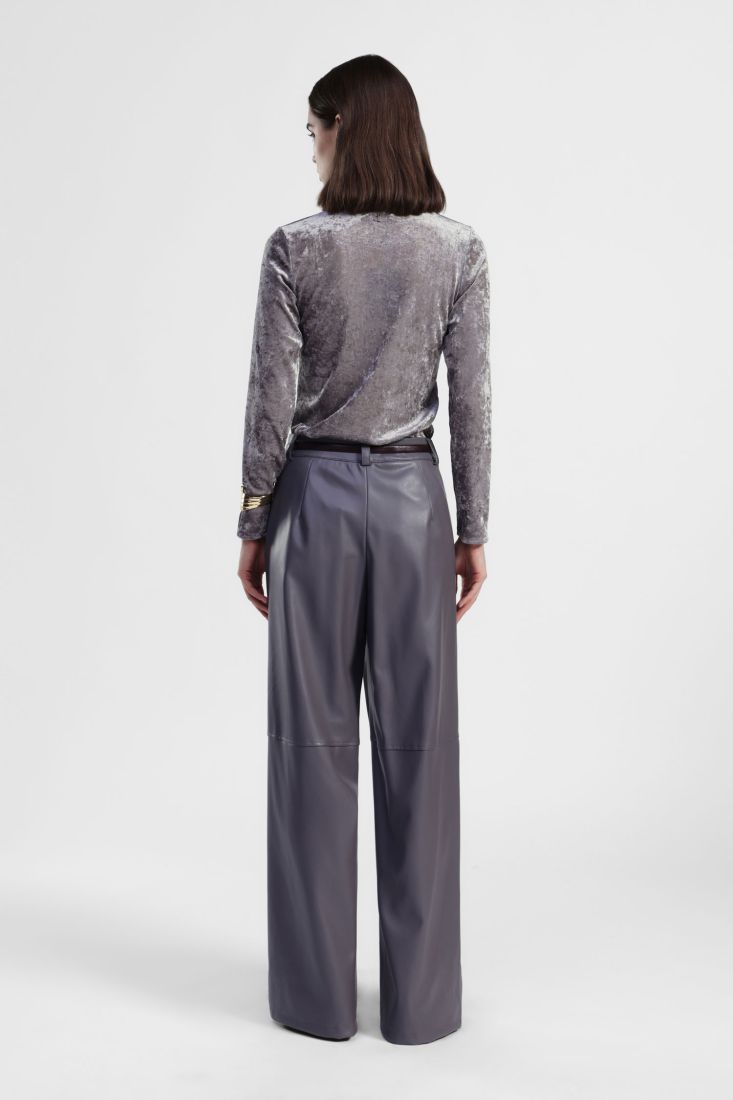 Pantaloni ampi vita alta effetto pelle Dixie