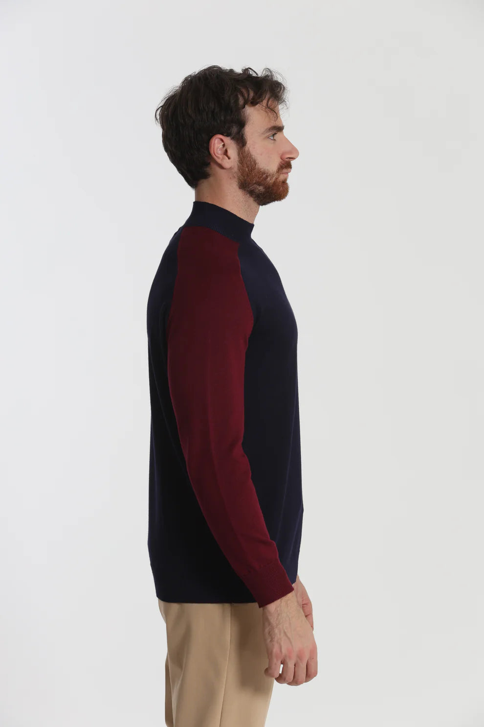 PULLOVER IN MAGLIA BICOLOR A MEZZO COLLO 7x8