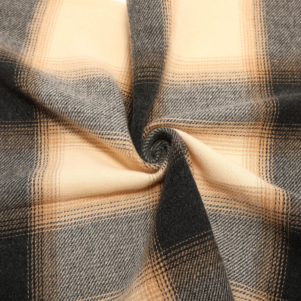 SCIARPA CON MOTIVO TARTAN E FRANGE 7X8