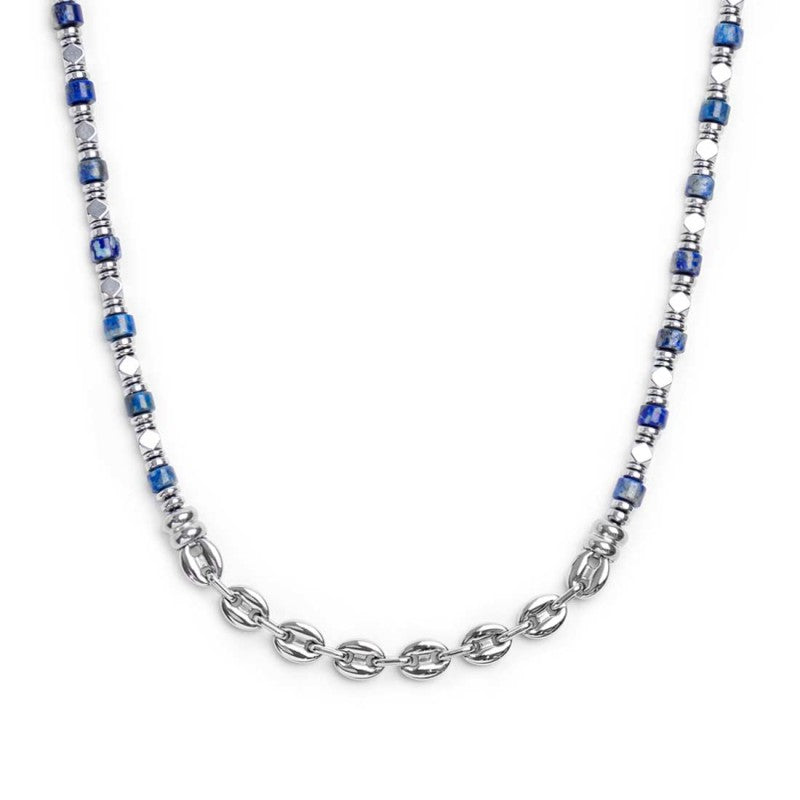 Collana con rondelle in sodalite ed elementi in ematite Marlù