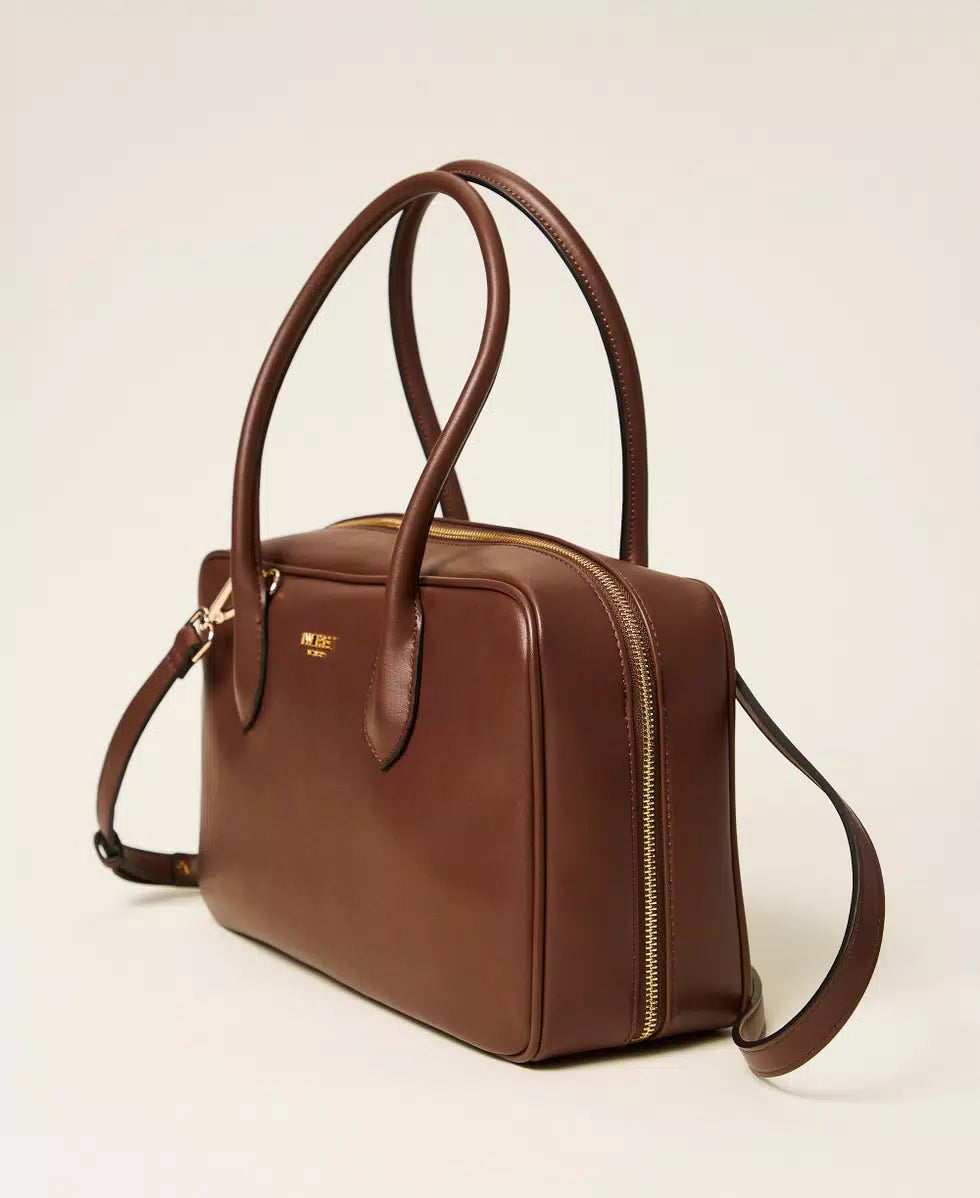 Borsa bauletto grande con logo TWINSET