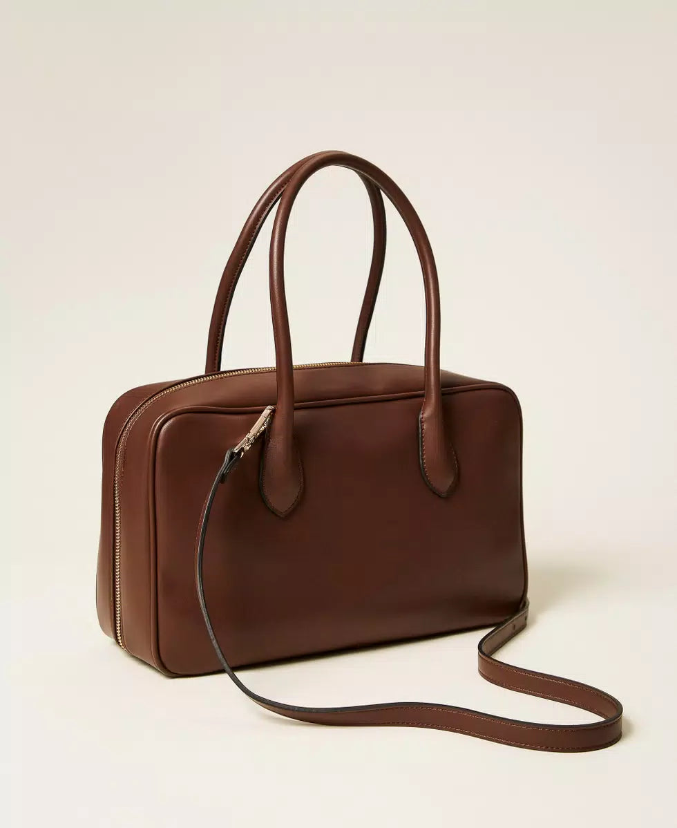 Borsa bauletto grande con logo TWINSET