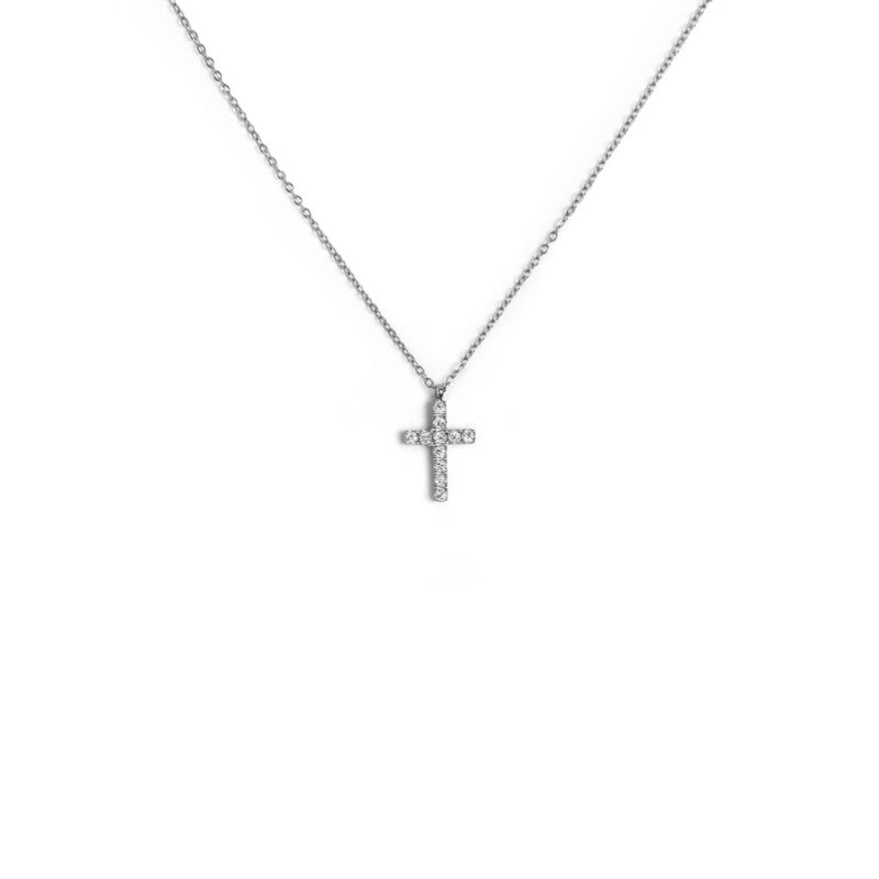 Collana croce pendente 1,4cm con zirconi MARLU'