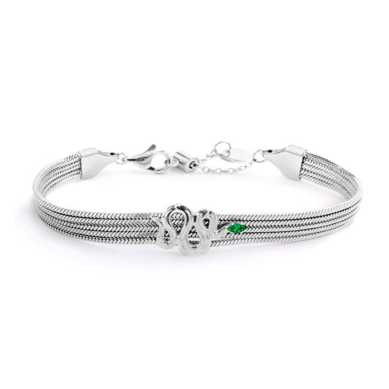 Bracciale catena multifilo con serpente e zircone MARLU'