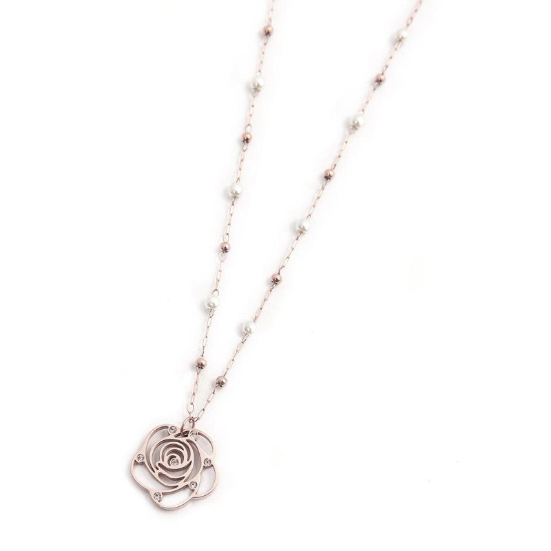 Collana con pendente rosa con cristalli Marlù