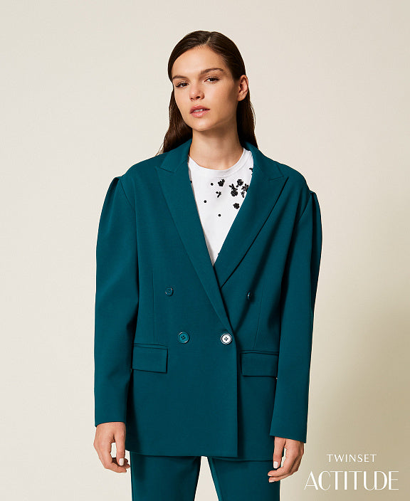 Giacca doppiopetto con pieghe sulle spalle TWINSET