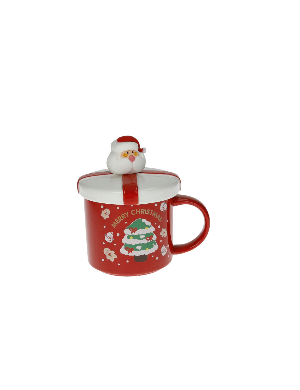 MUG CON TAPPO E CUCCHIAINO BABBO NATALE