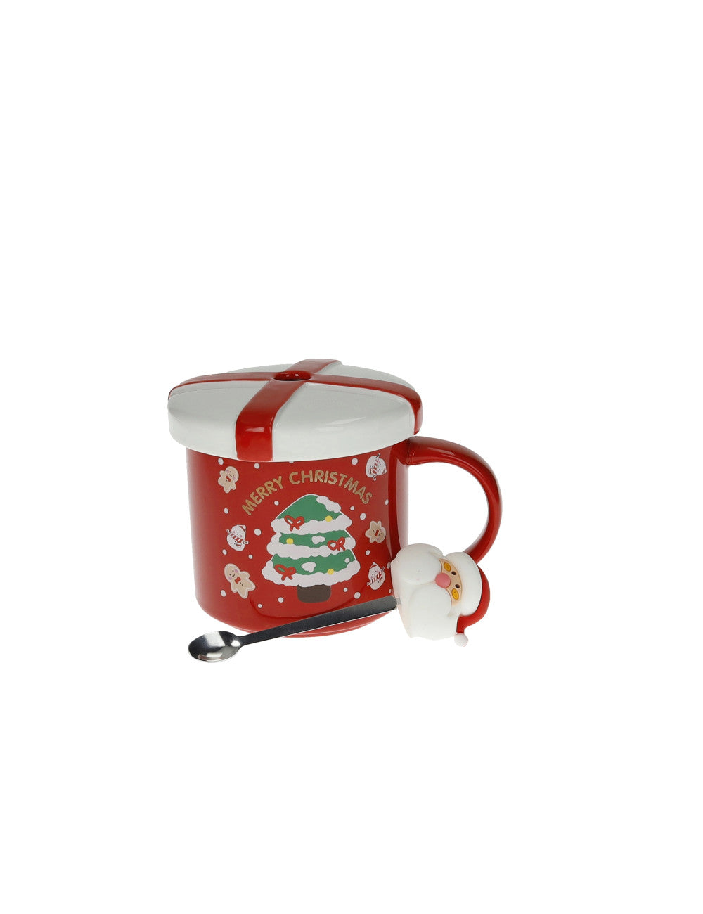 MUG CON TAPPO E CUCCHIAINO BABBO NATALE