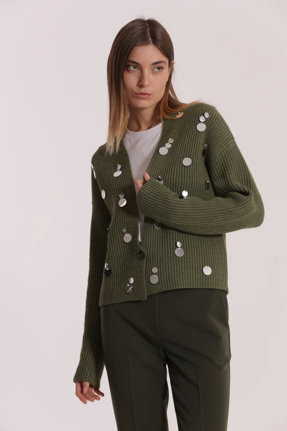 MAGLIA CARDIGAN CON STRASS MIMI-MUA